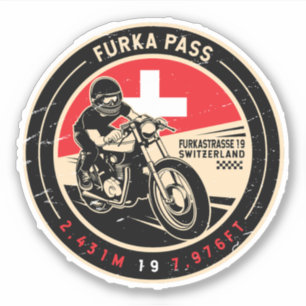 Furka Pass   Schweiz   Motorrad Aufkleber