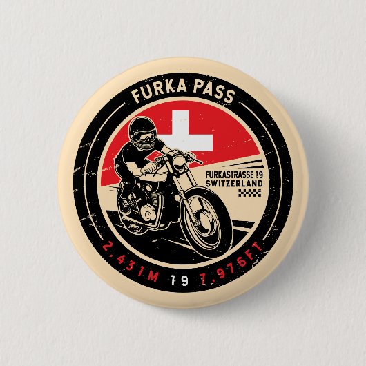 Furka Pass | Schweiz | Motorrad Button (Vorderseite)