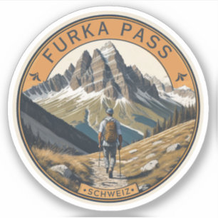 Furka Pass Wanderungen schweizer Bergstrasse Aufkleber