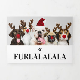 Furlalala Dog Themed Foto Personalisiert Weihnacht Dreifach Gefaltete Urlaubskarte