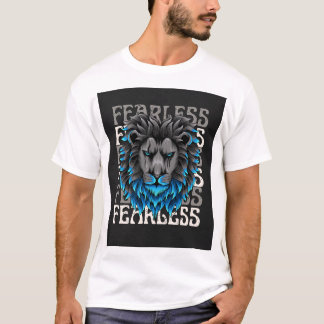 Furless Lion - Bold Graphic Animal Art mit Blue T-Shirt