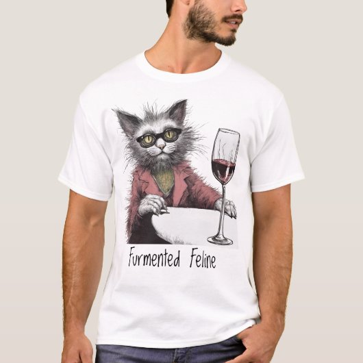 Furmented Feline - Wine T - Shirt (Vorderseite)