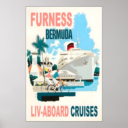 Furness Bermuda Line Dampfschiff-Reiseposter Poster (Vorne)