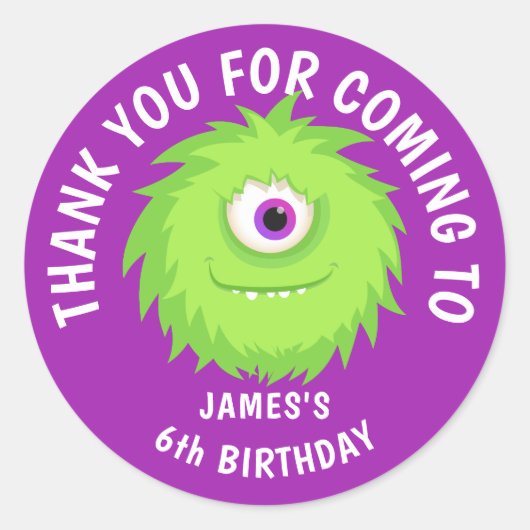 Furnier Monster Niedlich Lila Runder Aufkleber (Vorderseite)