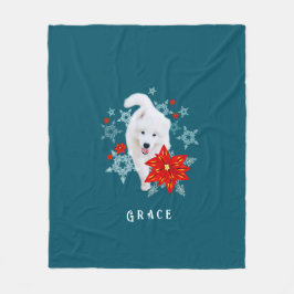 Furore Christmas Dog Samoyed personalisiert Fleecedecke