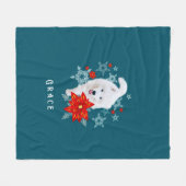 Furore Christmas Dog Samoyed personalisiert Fleecedecke (Vorderseite (Horizontal))