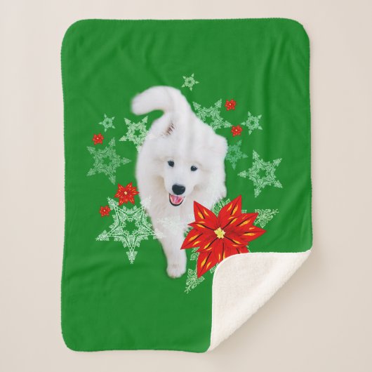 Furore Christmas Dog Samoyed personalisiert Sherpadecke (Vorderseite)
