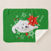 Furore Christmas Dog Samoyed personalisiert Sherpadecke (Vorderseite (Horizontal))