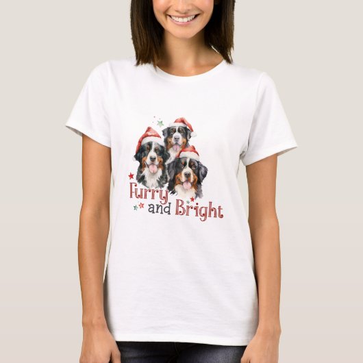 Furry and Bright Bernese Mountain Hunde T-Shirt (Vorderseite)