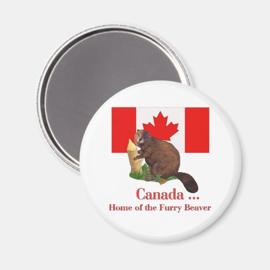 Furry Beaver Magnet (Vorderseite/Rückseite)