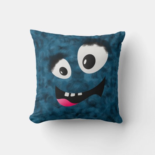Furry Blue Monster Kissen (Vorderseite)