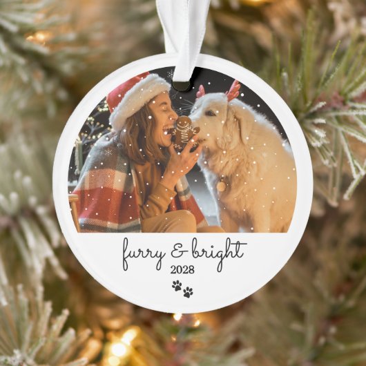 Furry & Bright Custom Holiday Foto Ornament (Baum)