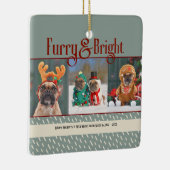 Furry & Bright Dog Christmas Photo Holiday Keramikornament (Rechts)
