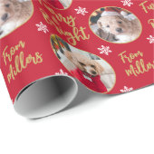 Furry & Bright Dog Foto Weihnachtsschneeflocke Geschenkpapier (Rolleneckpunkt)