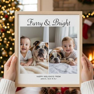Furry & Bright Elegante niedlich & Hund Ferienkart Feiertagskarte