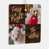Furry & Bright Hund 2 Foto Rustikale Weihnachten Keramikornament (Rechts)