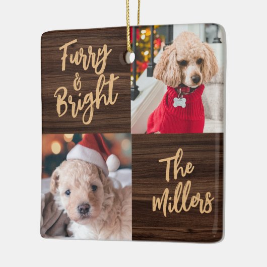 Furry & Bright Hund 2 Foto Rustikale Weihnachten Keramikornament (Links)