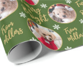 Furry & Bright Hund Foto Weihnachten Schneeflocke  Geschenkpapier (Rolleneckpunkt)