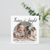 Furry & Bright Traditionelle niedliche Weihnachtsk Feiertagskarte (Stehend Vorderseite)