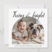 Furry & Bright Traditionelle niedliche Weihnachtsk Feiertagskarte (Vorderseite)