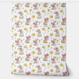 Furry Brown Bunnies Among Daffodils Tapete