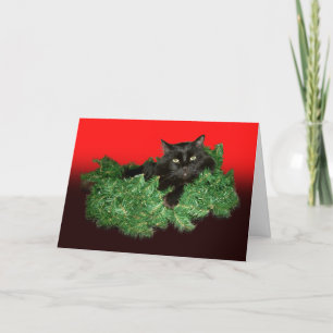 Furry Cat Holiday Card Feiertagskarte