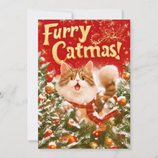 "Furry Catmas!" Flache Feiertagskarte