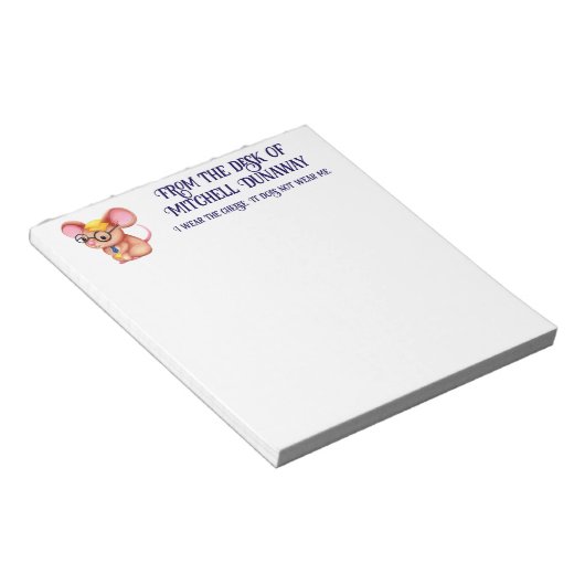 Furry Cheese Man Business Mouse Krawatte Nerdy Notizblock (angewinkelt)