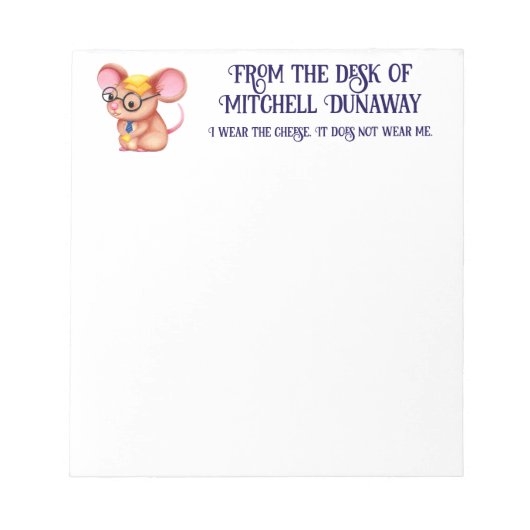 Furry Cheese Man Business Mouse Krawatte Nerdy Notizblock (Vorderseite)