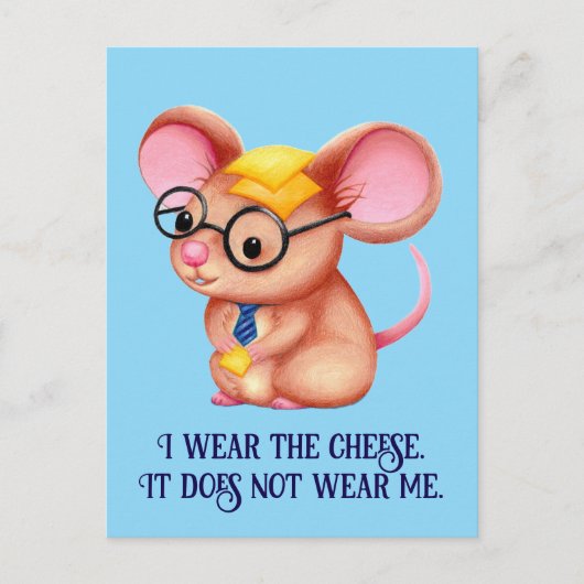 Furry Cheese Man Business Mouse Krawatte Nerdy Postkarte (Vorderseite)