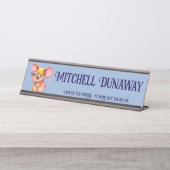 Furry Cheese Man Business Mouse Krawatte Nerdy Schreibtischnamensplakette (Vorderseite )