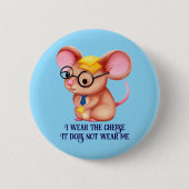 Furry Cheese Man Business Mouse Tie Glasses Nerdy Button (Vorderseite)