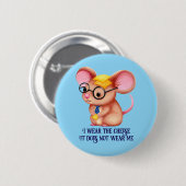 Furry Cheese Man Business Mouse Tie Glasses Nerdy Button (Vorne & Hinten)
