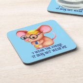 Furry Cheese Man Business Mouse Tie Glasses Nerdy Getränkeuntersetzer (Linke Seite)