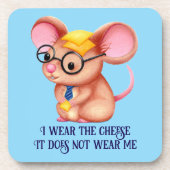 Furry Cheese Man Business Mouse Tie Glasses Nerdy Getränkeuntersetzer (Vorderseite)