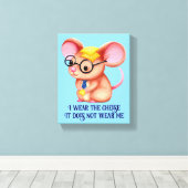 Furry Cheese Man Business Mouse Tie Glasses Nerdy Leinwanddruck (Insitu (Holzboden))