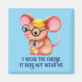 Furry Cheese Man Business Mouse Tie Glasses Nerdy Magnet