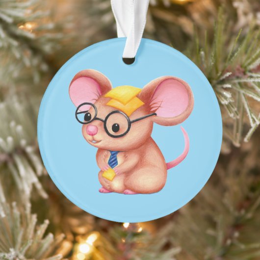 Furry Cheese Man Business Mouse Tie Glasses Nerdy Ornament (Baum)