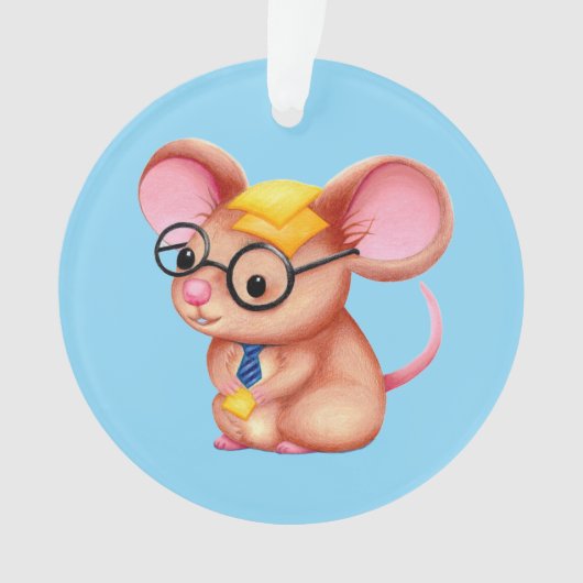 Furry Cheese Man Business Mouse Tie Glasses Nerdy Ornament (Vorderseite)