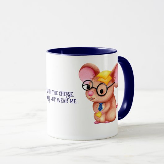 Furry Cheese Man Business Mouse Tie Glasses Nerdy Tasse (VorderseiteRechts)