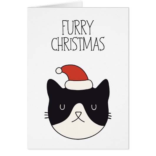 "Furry Christmas" Cat Lover's Weihnachtskarte (Vorne)