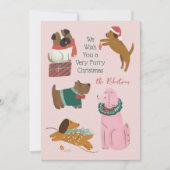 Furry Christmas Unique Hund Illustration Feiertagskarte (Vorderseite)