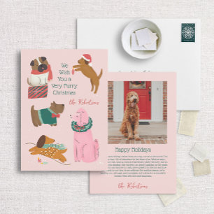 Furry Christmas Unique Hund Illustration Feiertagskarte