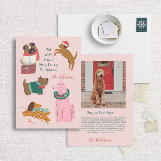 Furry Christmas Unique Hund Illustration Feiertagskarte