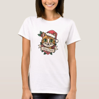 Furry Claus: Vintage Weihnachtskatze-Shirt T-Shirt
