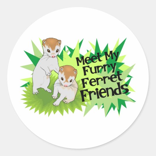 Furry Ferret Friends Runder Aufkleber (Vorderseite)