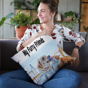 Furry Friends Cat and Dog Foto Kissen