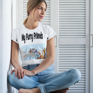 Furry Friends Cat and Dog Foto T-Shirt