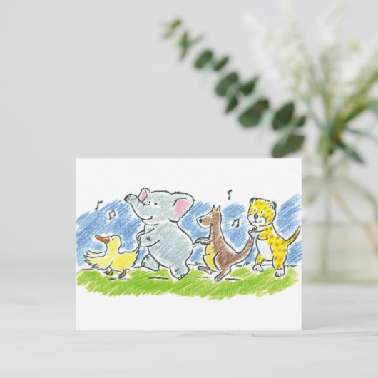 Furry Friends Conga Postcard Postkarte (Stehend Vorderseite)