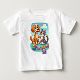 Furry Friends Forever: Hund und Katze zusammen Baby T-shirt